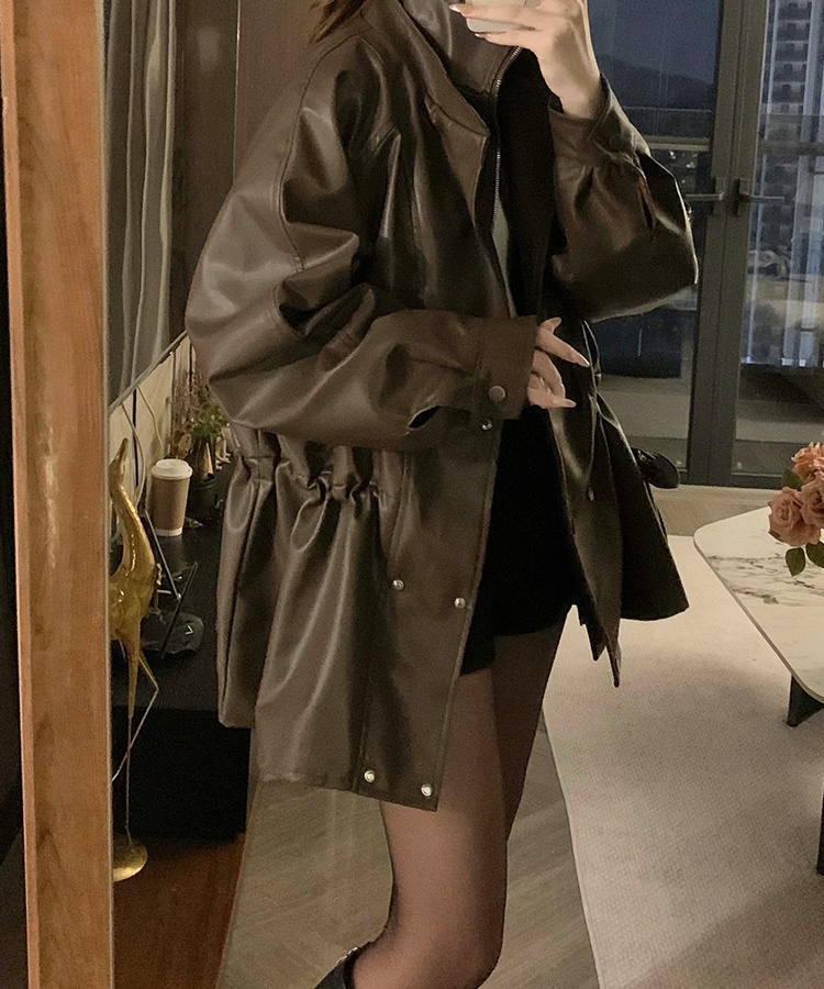 Double collar locomotive coat autumn jacket for women