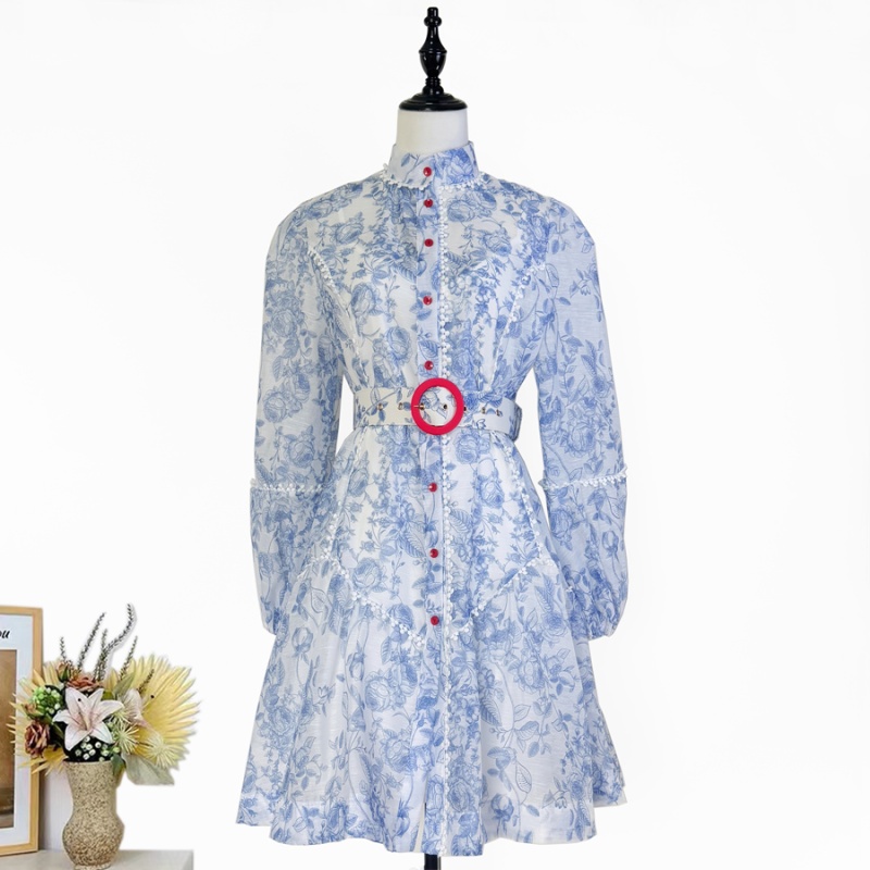 Printing T-back cstand collar jumpsuit for women