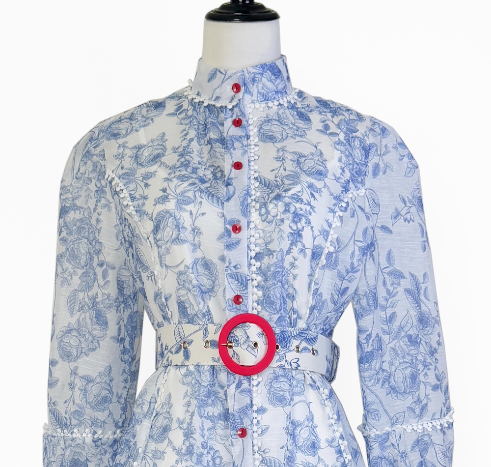 Printing T-back cstand collar jumpsuit for women