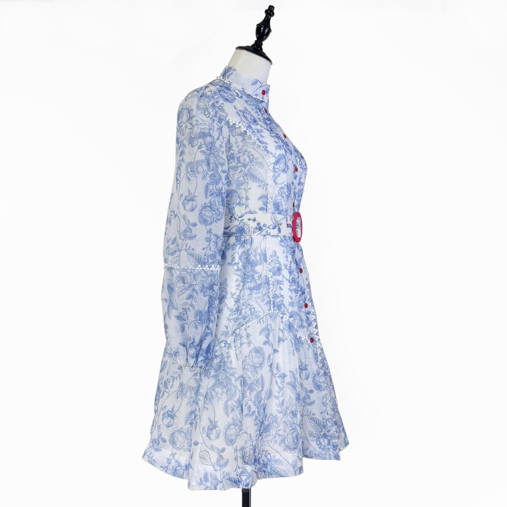 Printing T-back cstand collar jumpsuit for women
