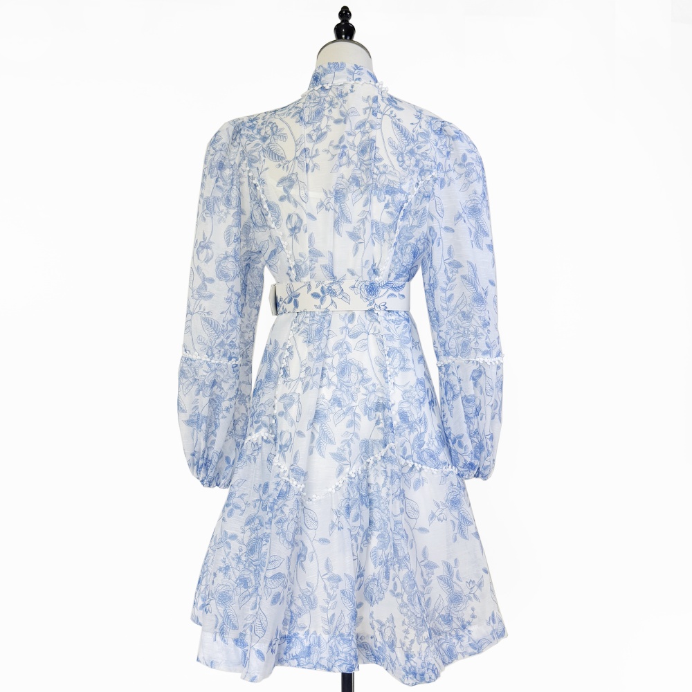 Printing T-back cstand collar jumpsuit for women