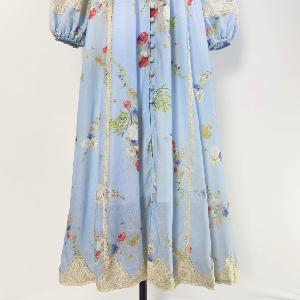 Lace luxurious V-neck breathable autumn and winter dress