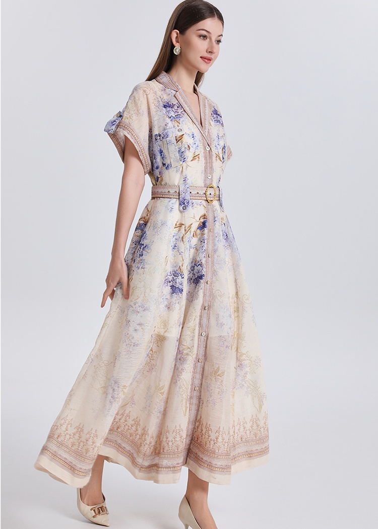 Silk linen business suit A-line dress 2pcs set