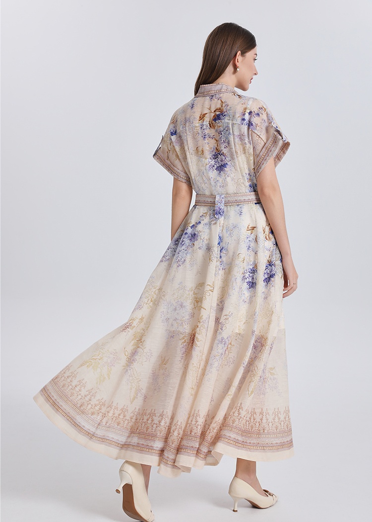 Silk linen business suit A-line dress 2pcs set