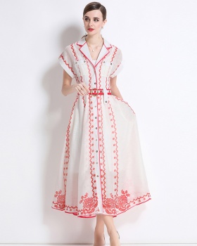 Silk linen dress A-line business suit 2pcs set