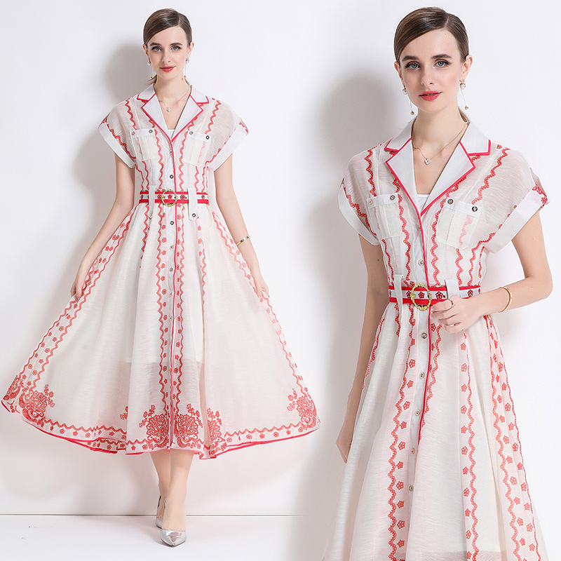 Silk linen dress A-line business suit 2pcs set