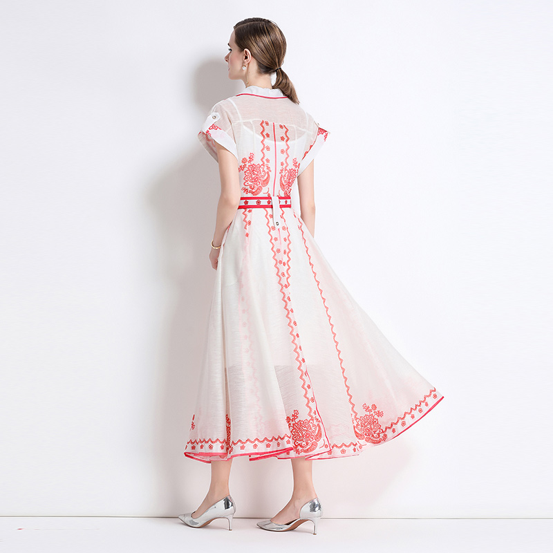 Silk linen dress A-line business suit 2pcs set