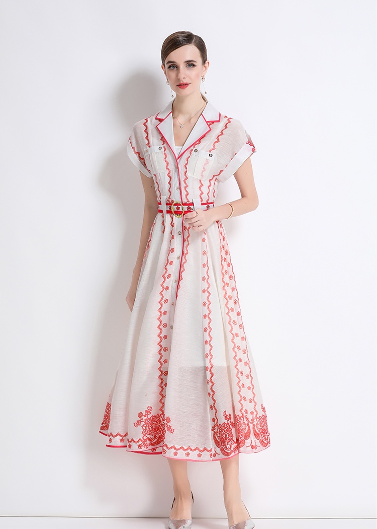 Silk linen dress A-line business suit 2pcs set
