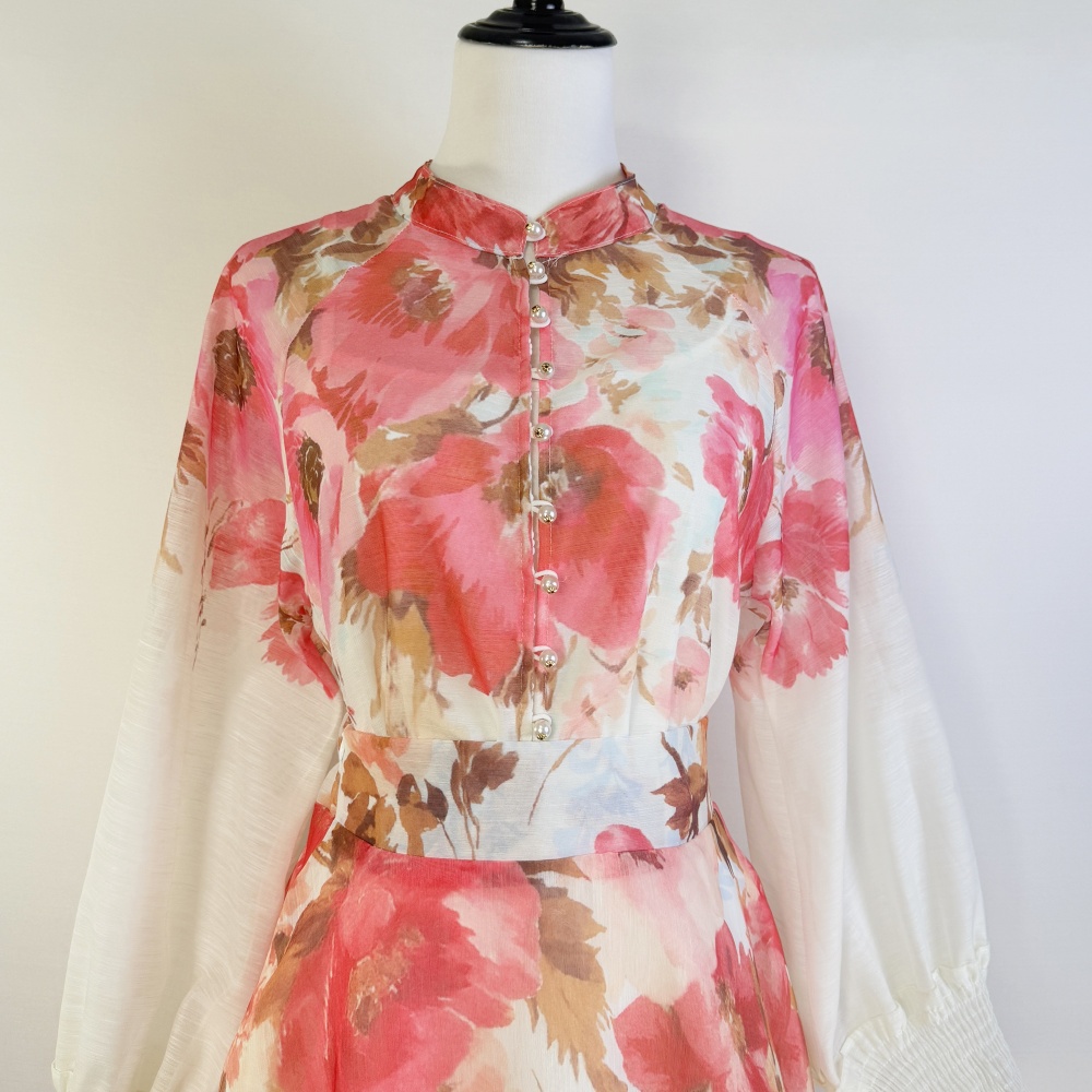 Single-breasted shirt high waist long skirt a set