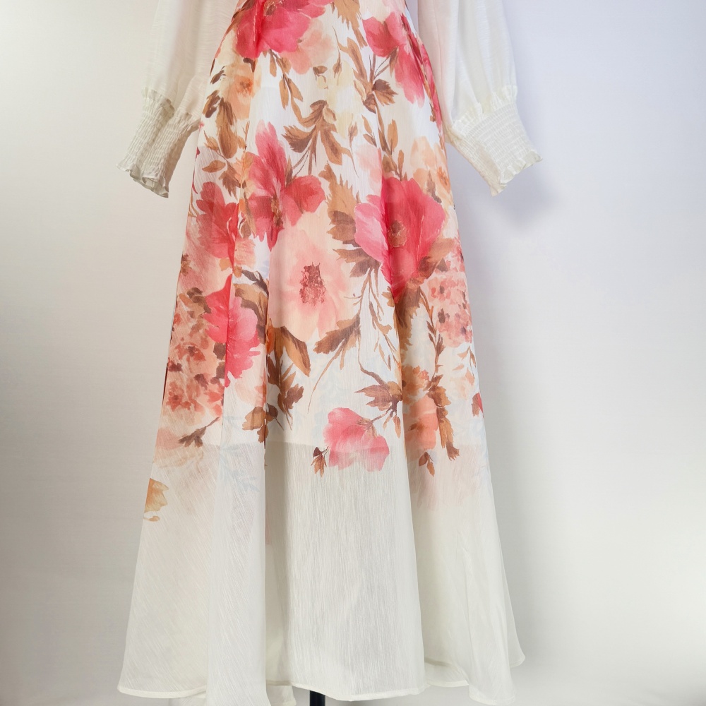 Single-breasted shirt high waist long skirt a set
