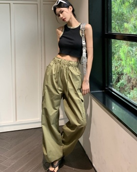Mixed colors work pants slim vest 2pcs set for women