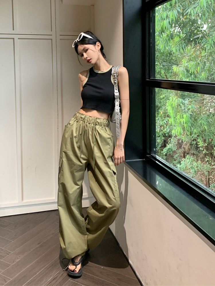 Mixed colors work pants slim vest 2pcs set for women