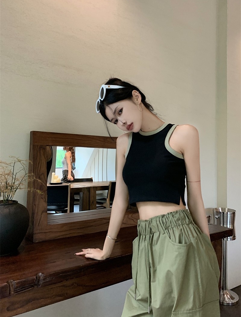 Mixed colors work pants slim vest 2pcs set for women