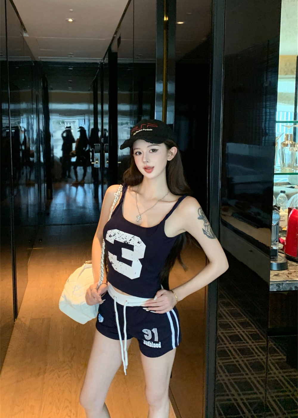 Summer with chest pad street slim vest for women