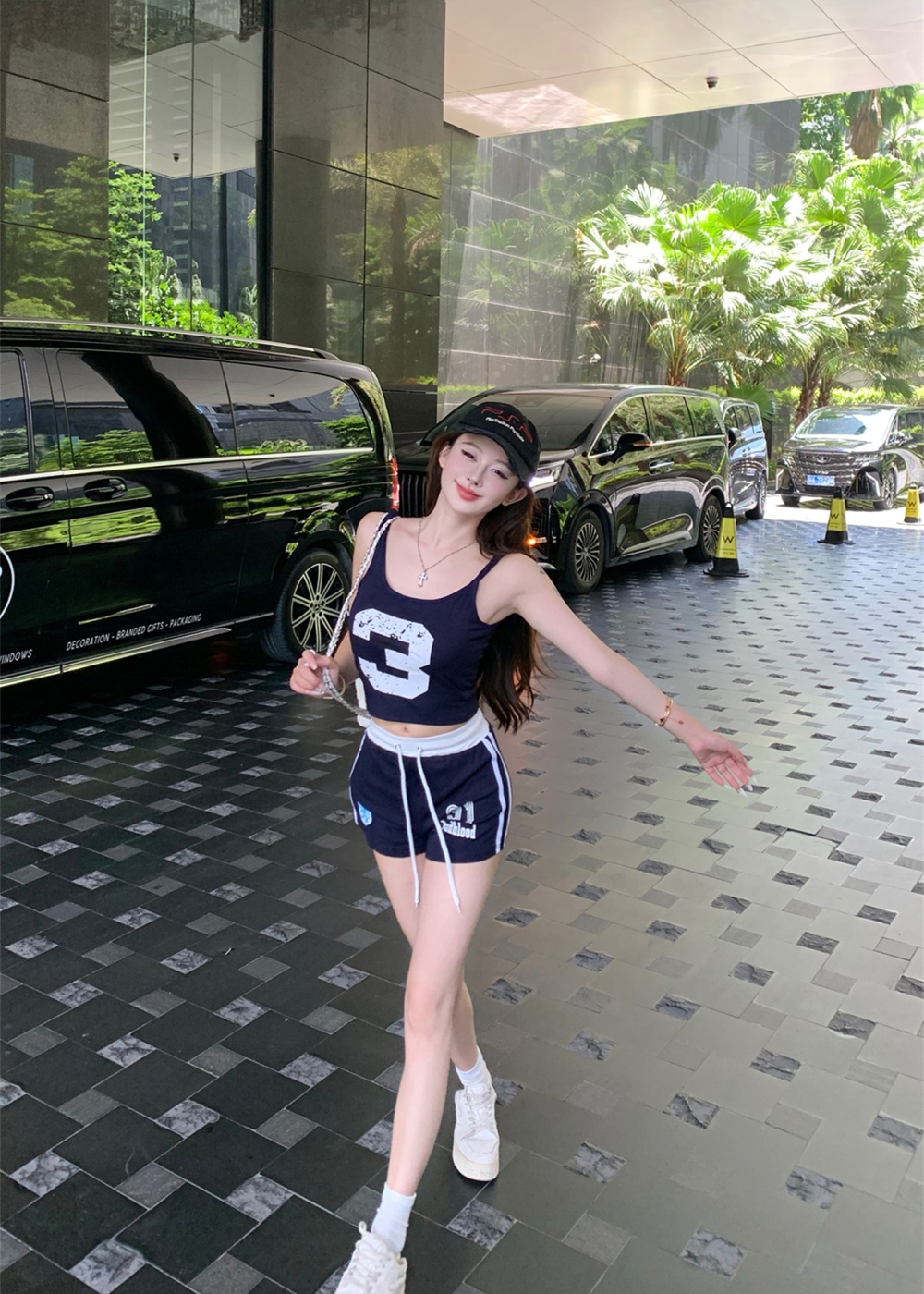 Summer with chest pad street slim vest for women