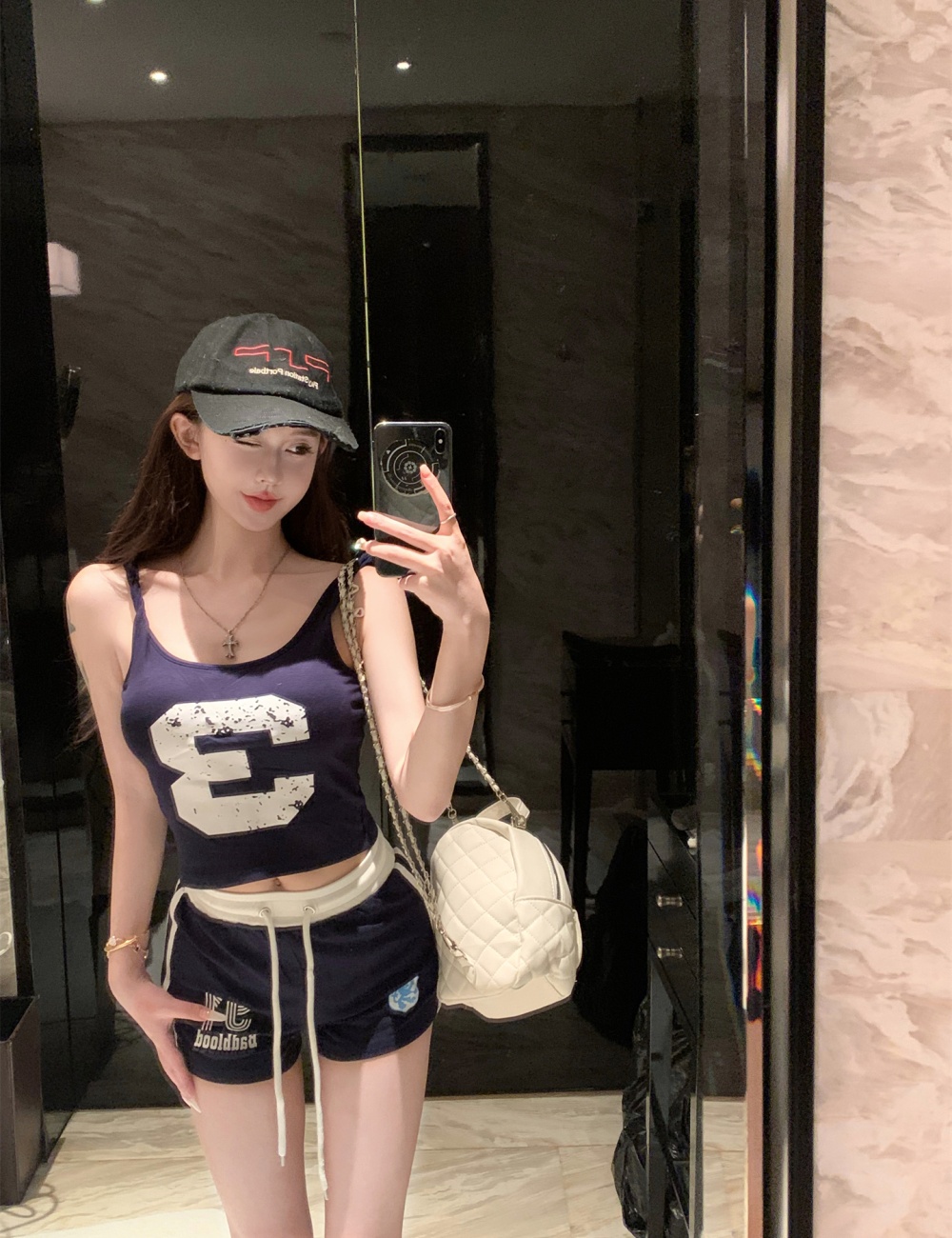 Summer with chest pad street slim vest for women