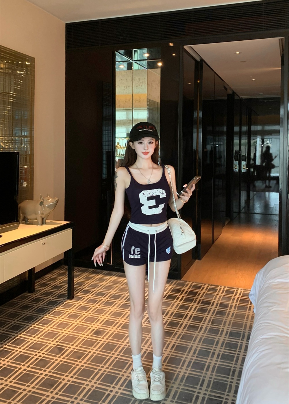 Summer with chest pad street slim vest for women