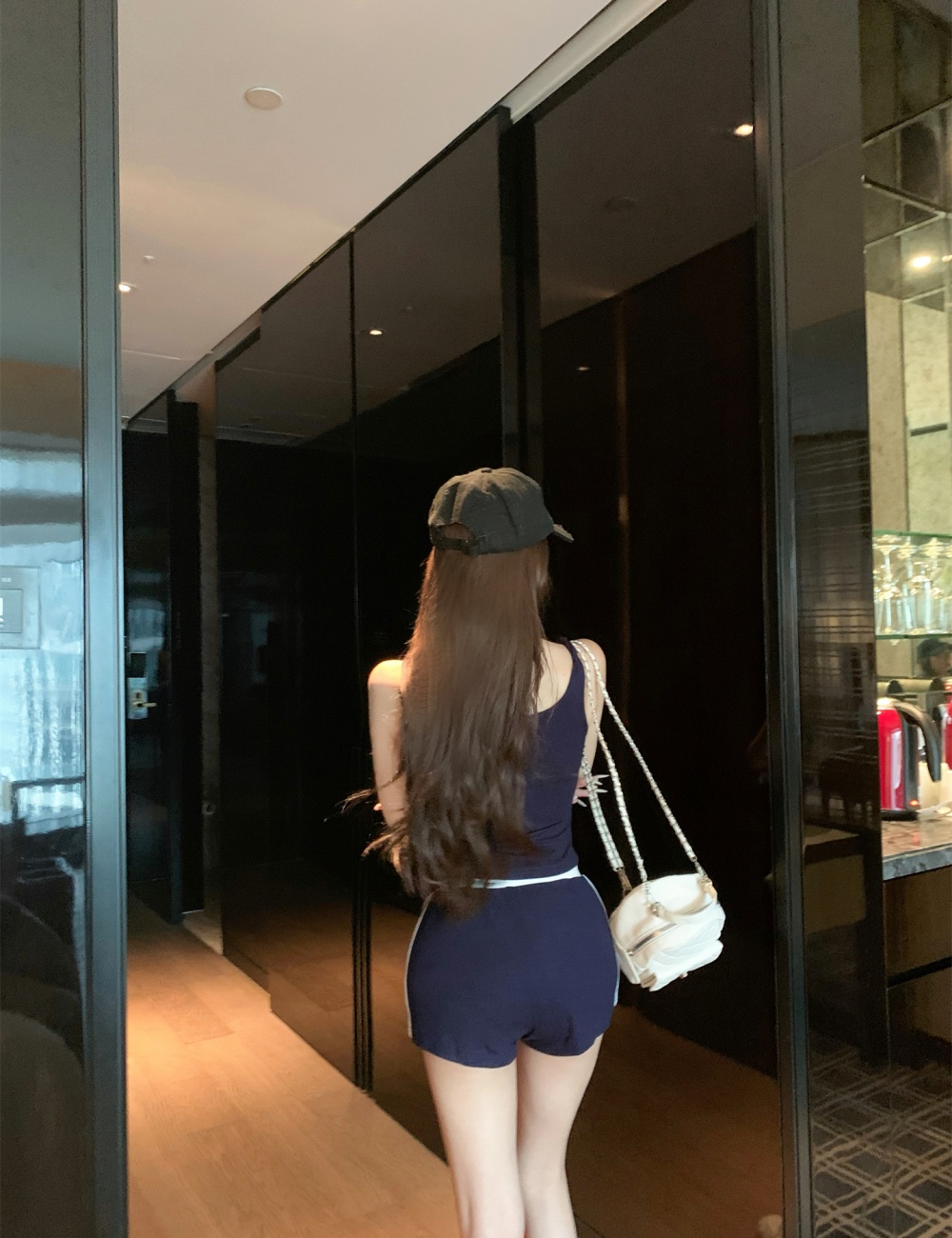 Summer with chest pad street slim vest for women