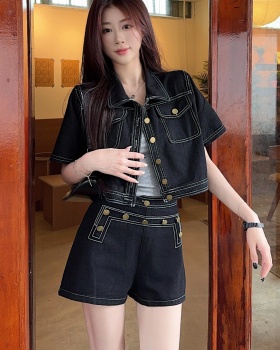 High waist wide leg tops summer shorts 2pcs set