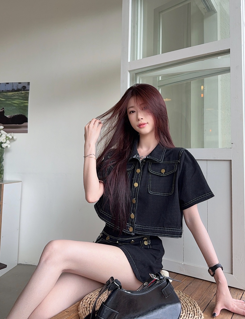 High waist wide leg tops summer shorts 2pcs set