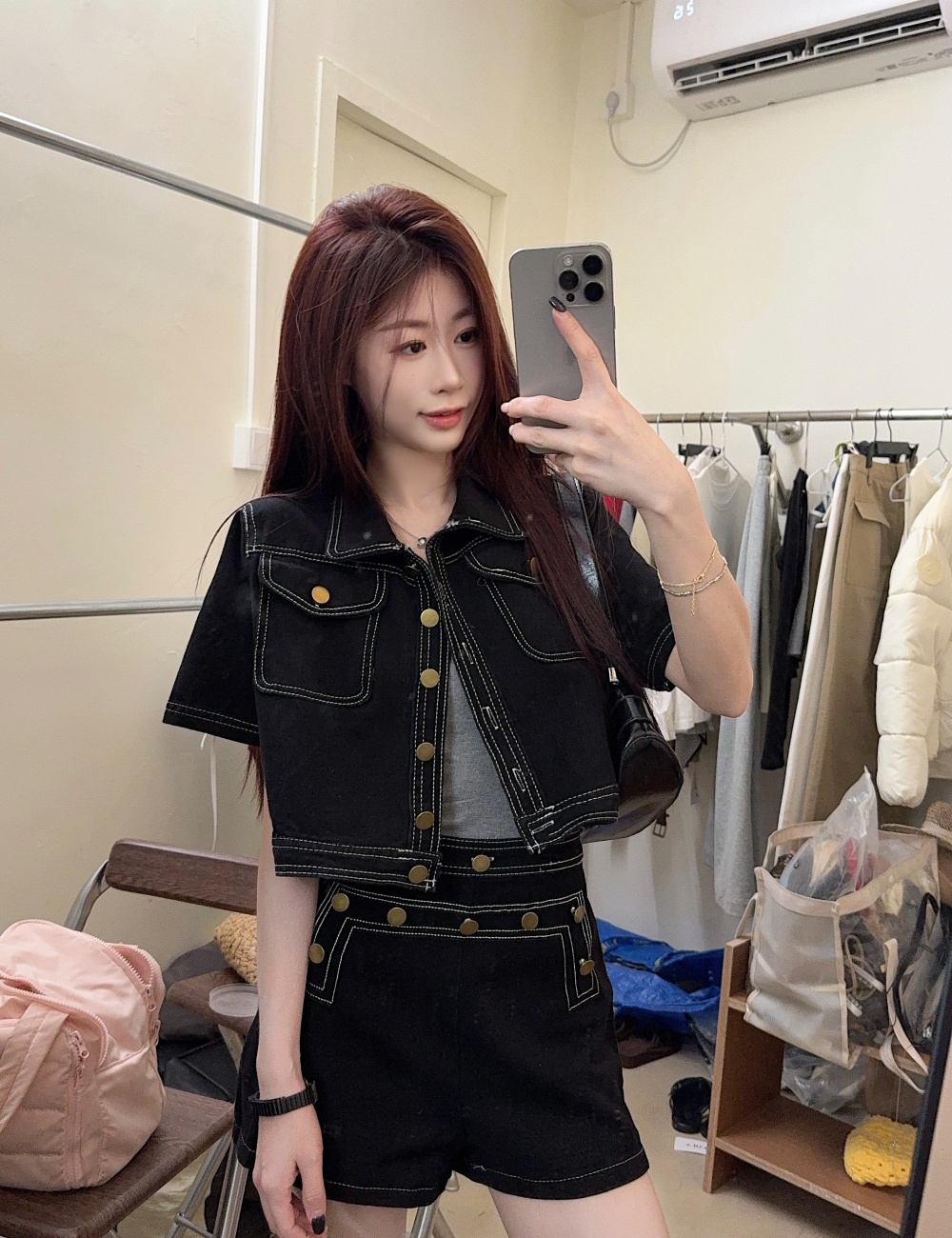 High waist wide leg tops summer shorts 2pcs set