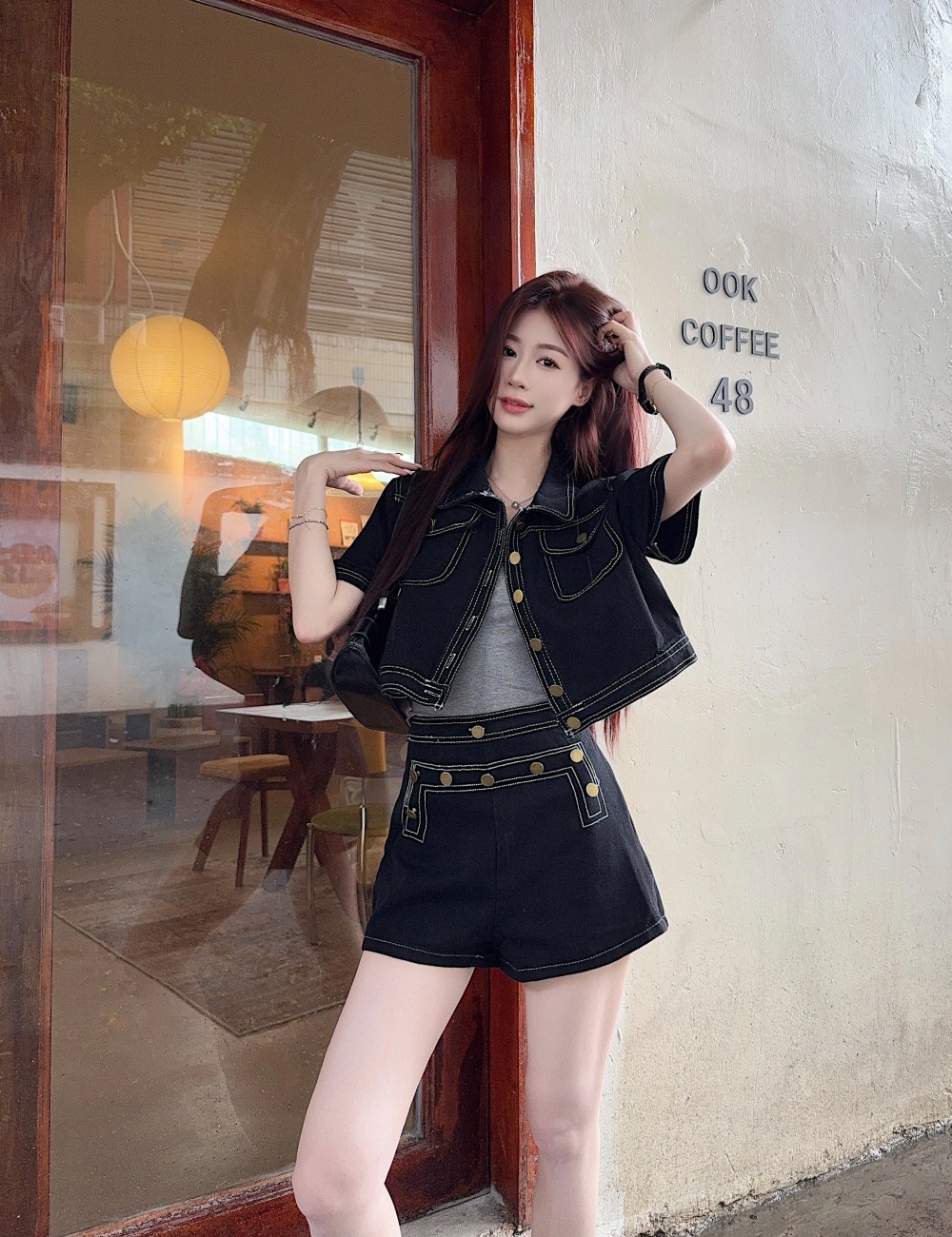 High waist wide leg tops summer shorts 2pcs set