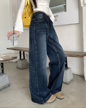 Retro straight autumn washed jeans