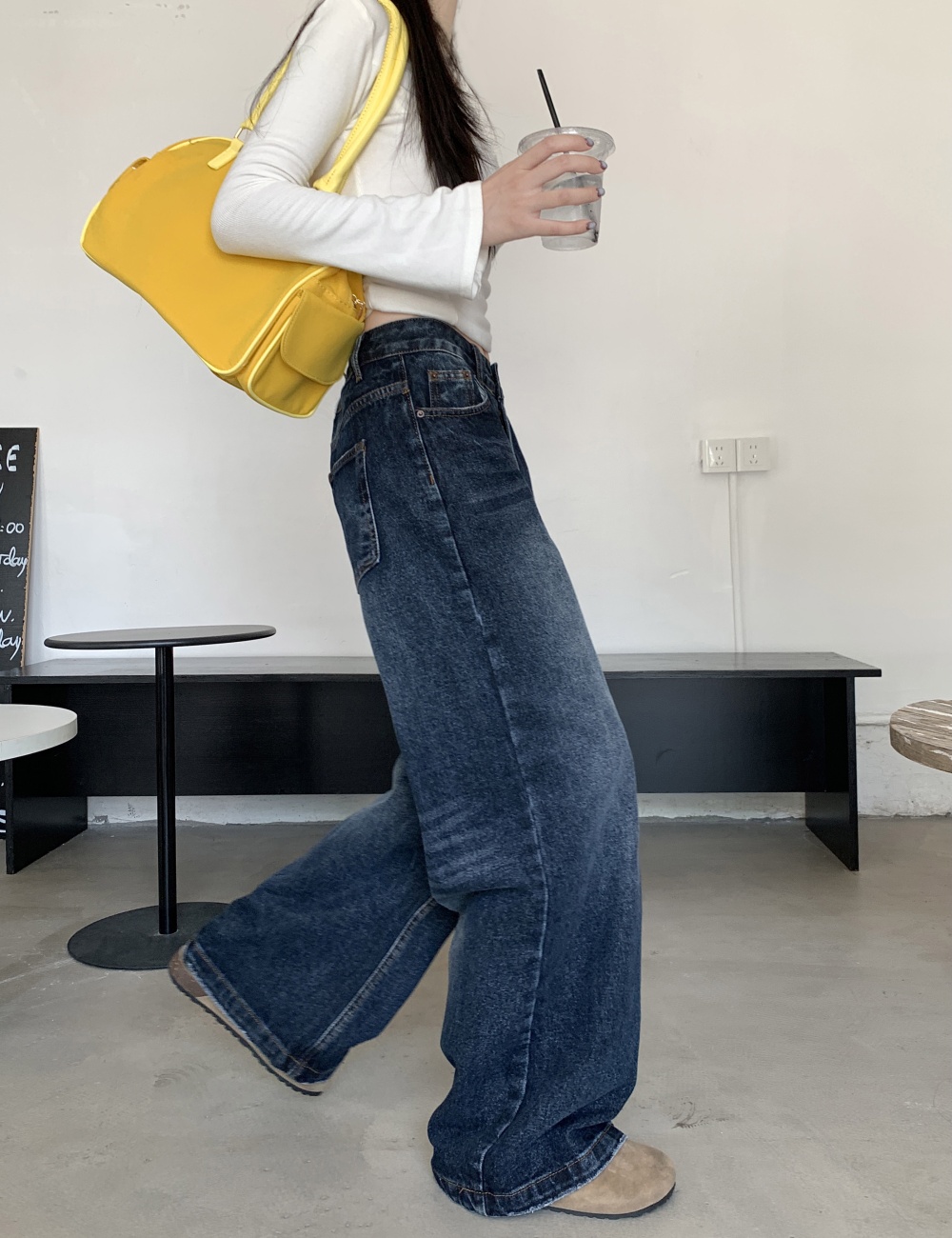 Retro straight autumn washed jeans