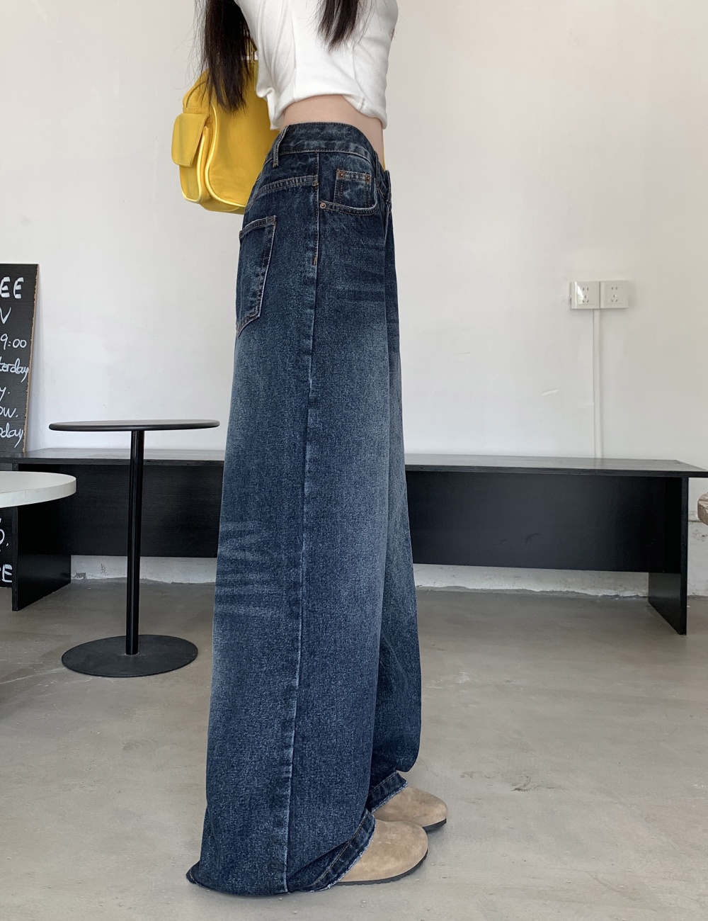 Retro straight autumn washed jeans