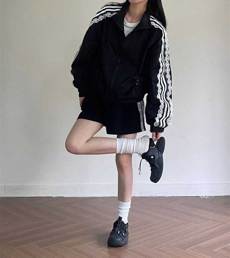 Wears outside zip lace coat niche loose tops for women