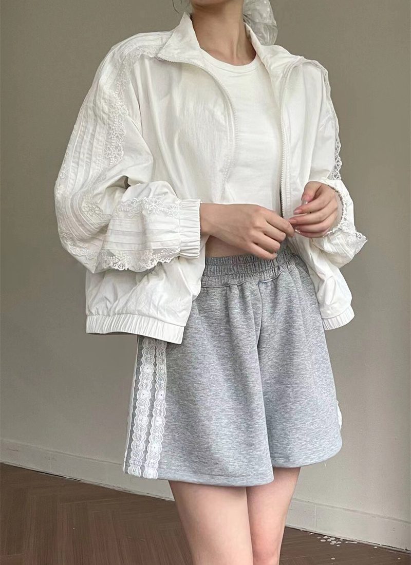 Wears outside zip lace coat niche loose tops for women