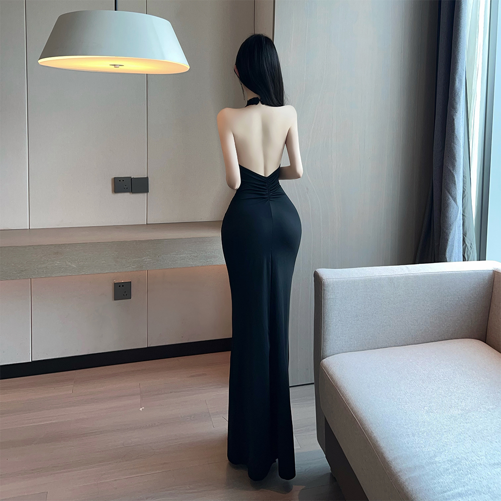 Lace splice dress sleeveless package hip formal dress