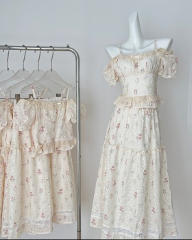 Small long skirt half summer tops a set for women