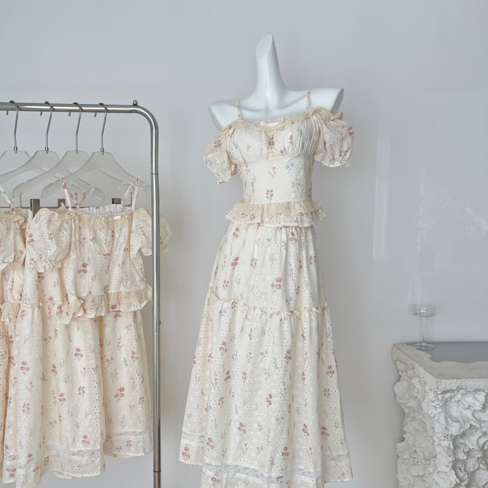 Small long skirt half summer tops a set for women