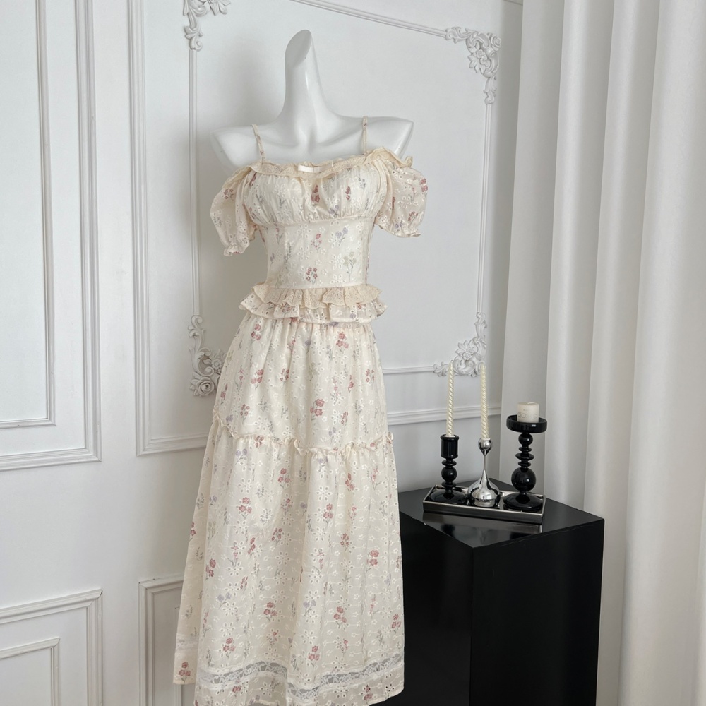 Small long skirt half summer tops a set for women