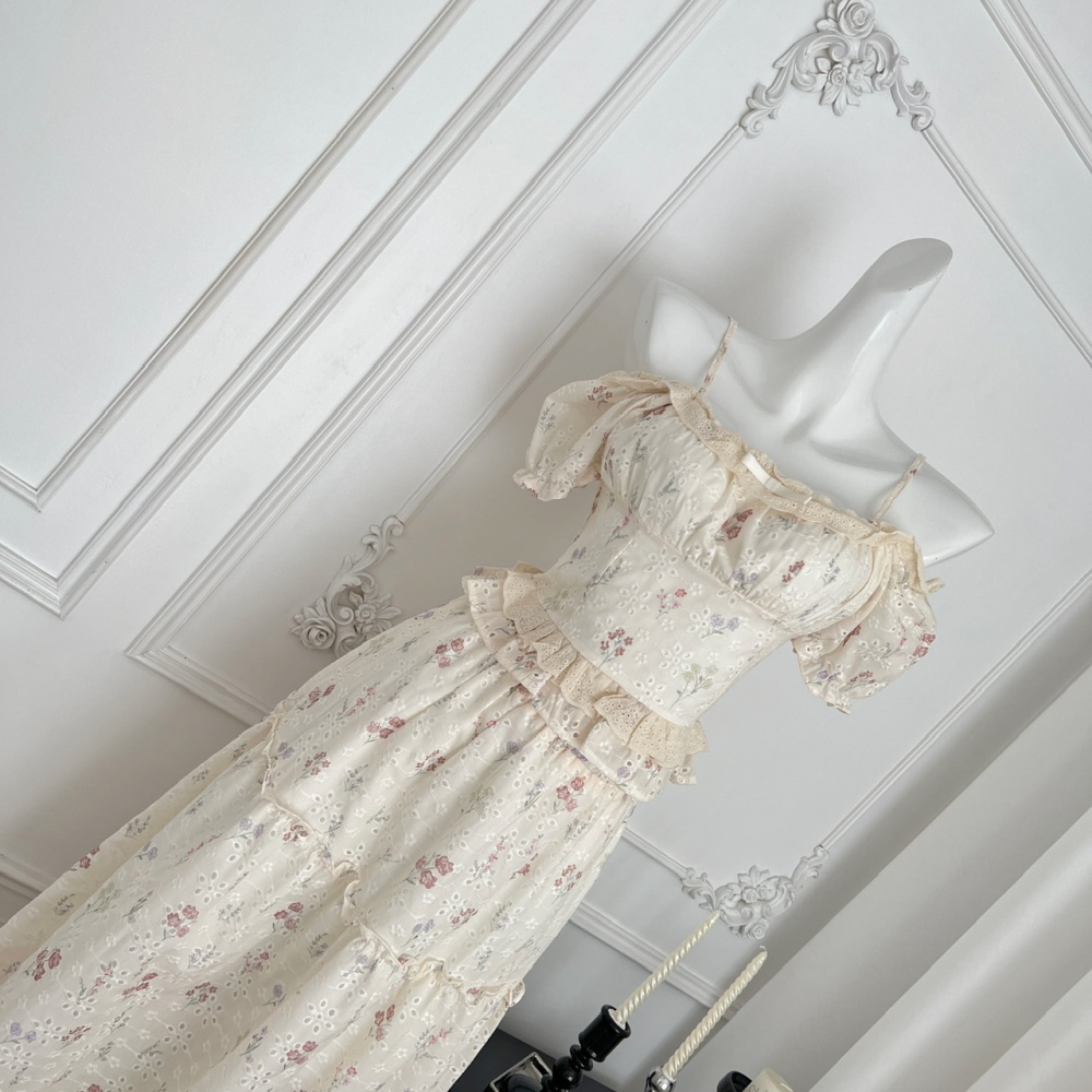 Small long skirt half summer tops a set for women