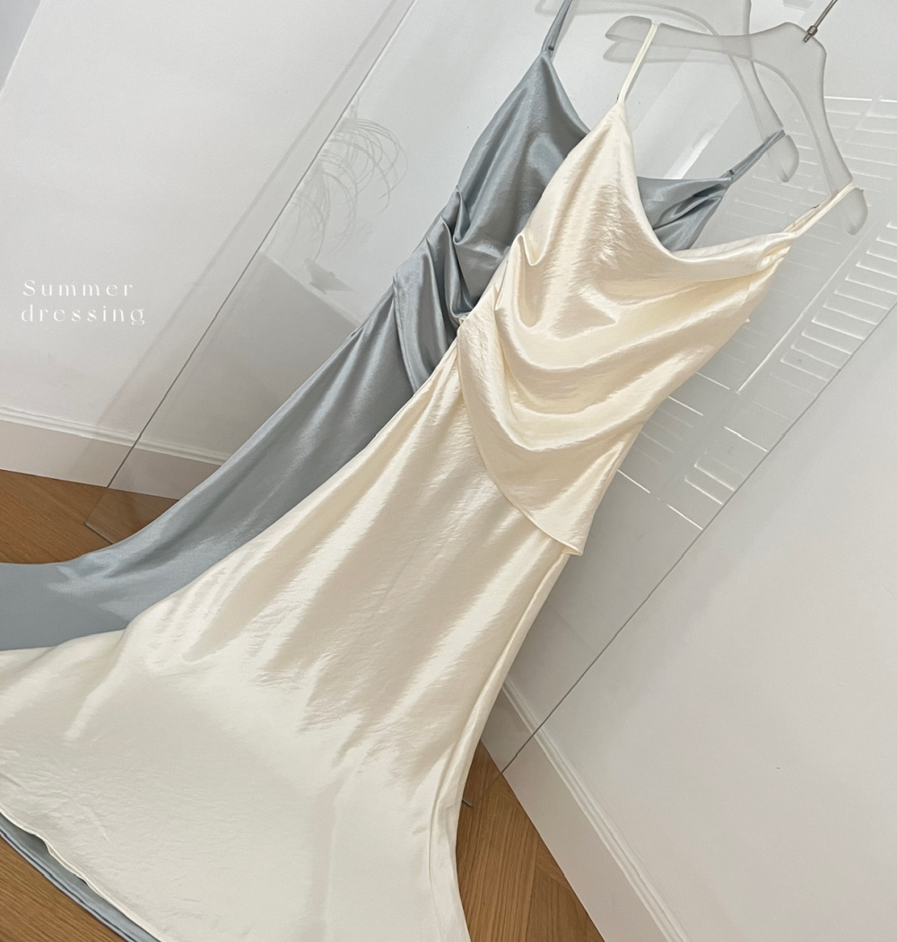 Satin summer France style sling dress for women