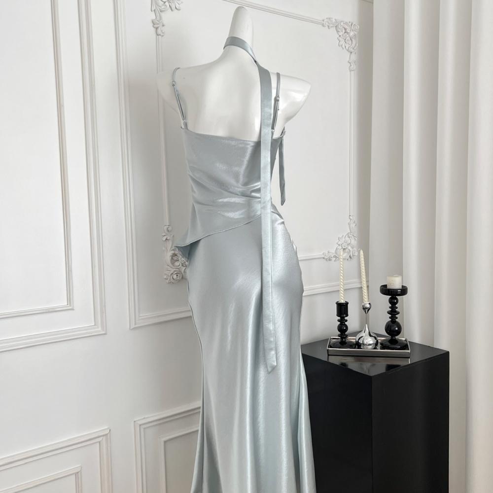 Satin summer France style sling dress for women