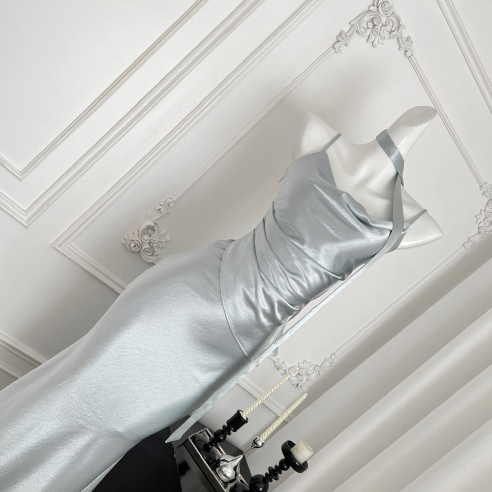 Satin summer France style sling dress for women