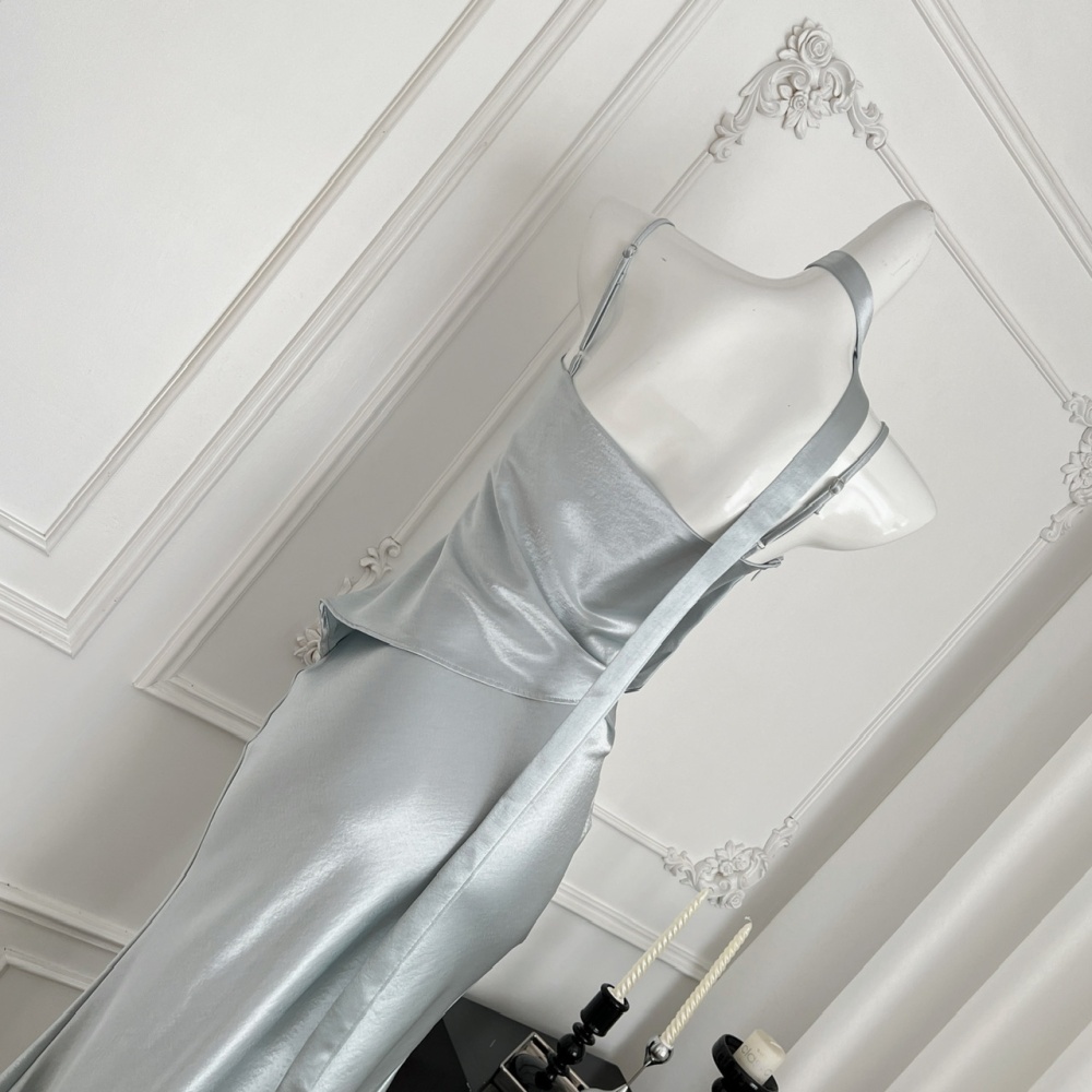 Satin summer France style sling dress for women