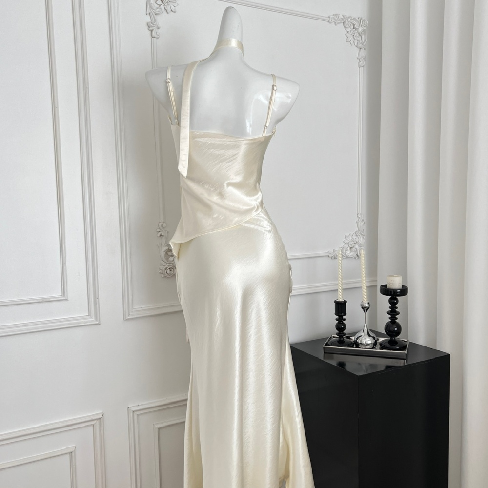 Satin summer France style sling dress for women