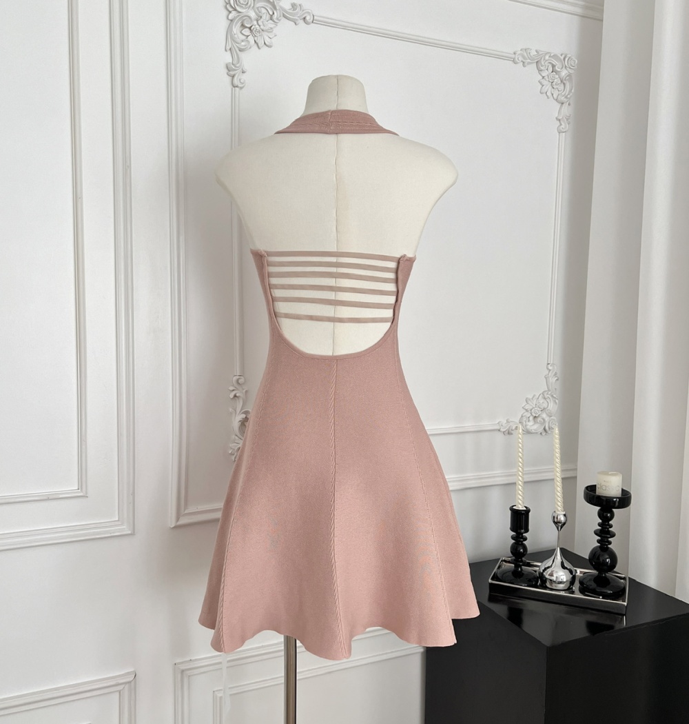 Halter dress hollow strap dress