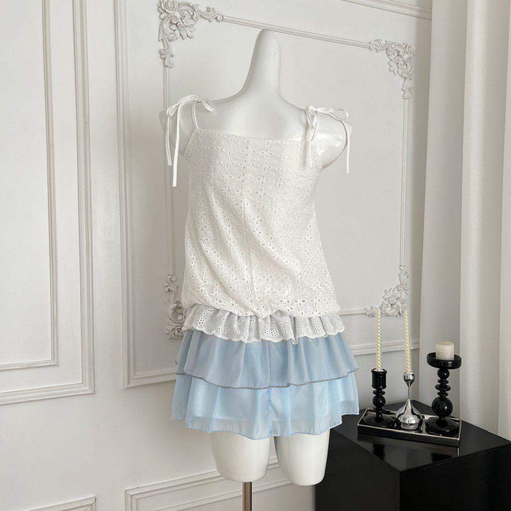 White summer dress flat shoulder T-back for women