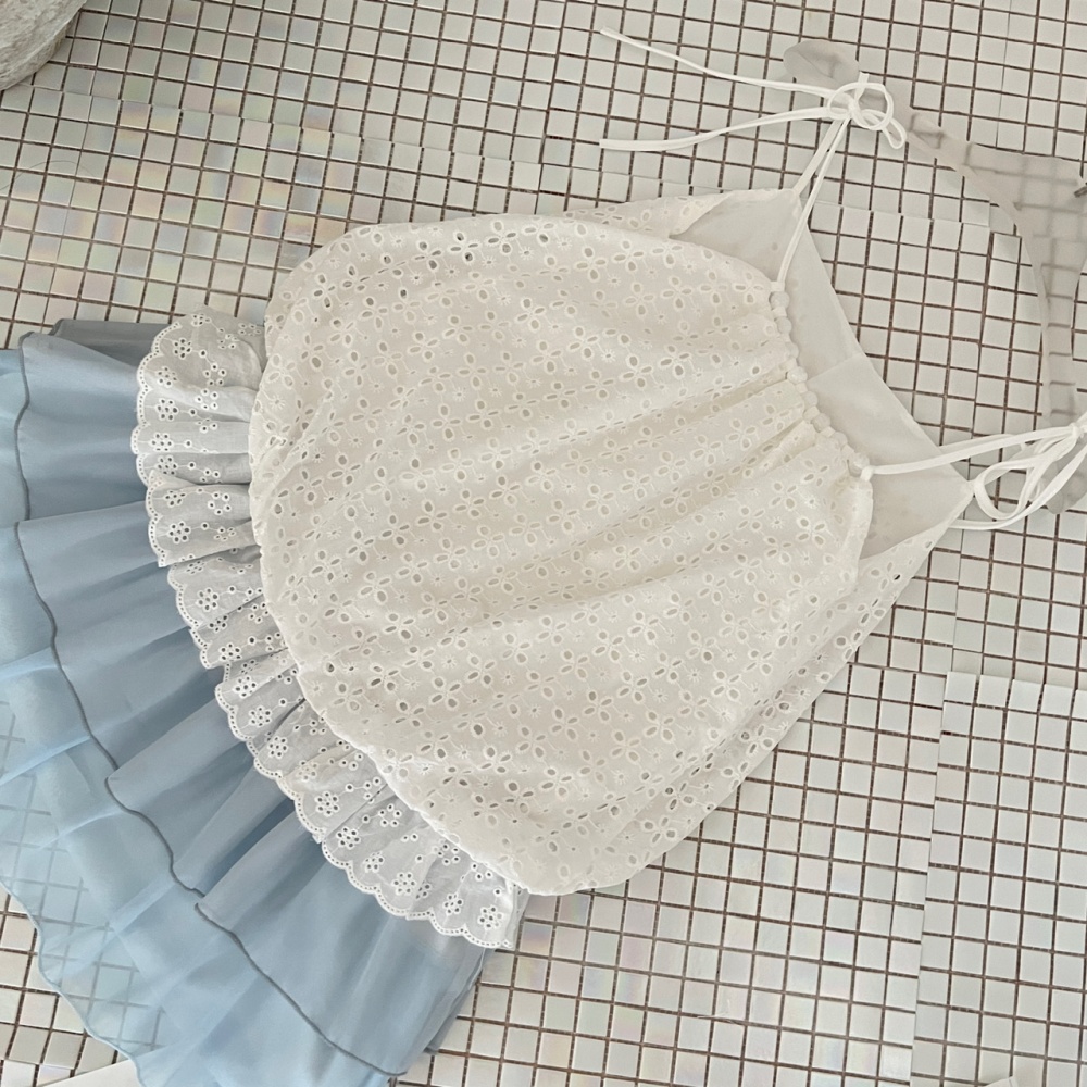 White summer dress flat shoulder T-back for women