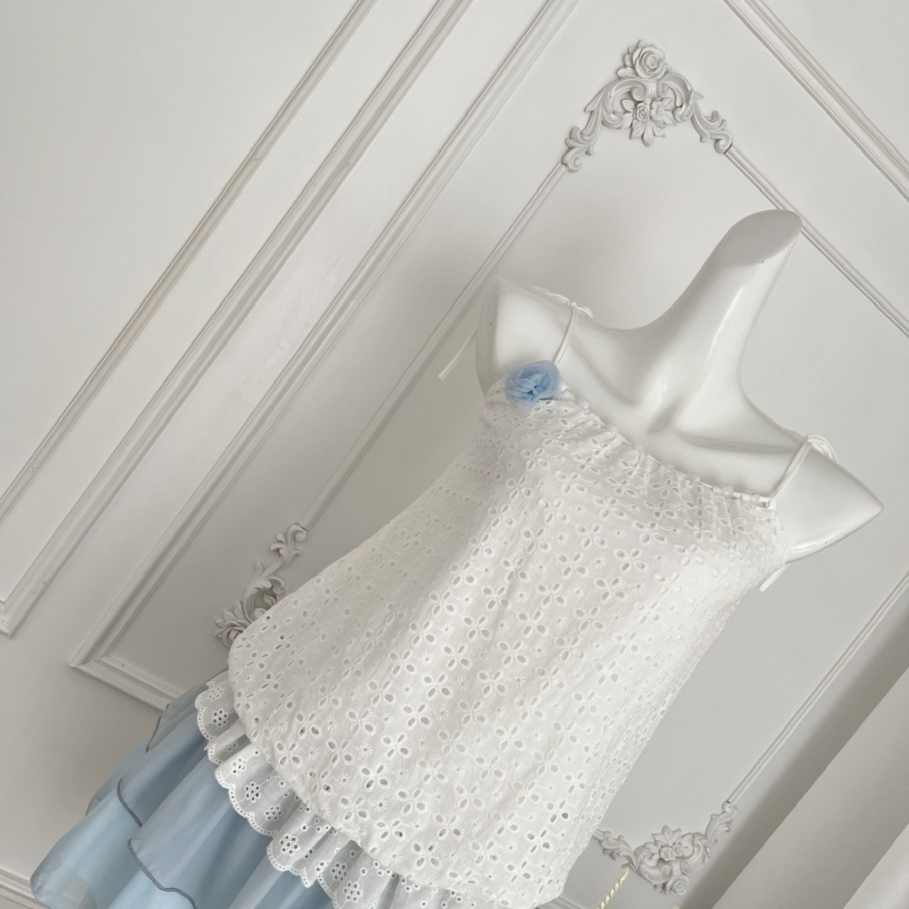 White summer dress flat shoulder T-back for women