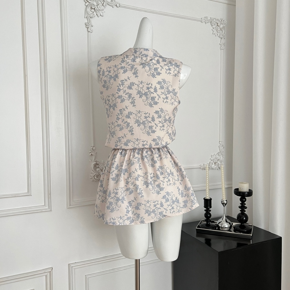 Slim blue and white porcelain dress summer T-back