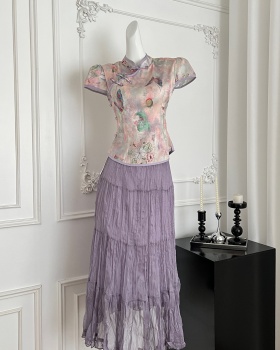 Butterfly printing tops summer skirt a set