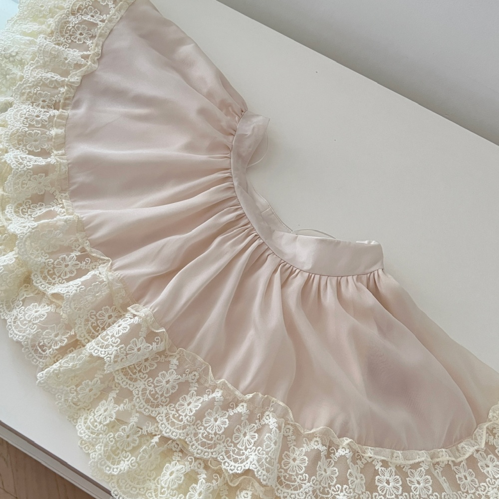 Irregular elegant shirt chiffon lace short skirt a set