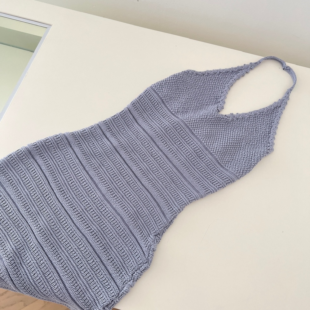 Halter short knitted long was white T-back
