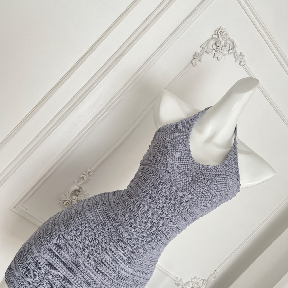 Halter short knitted long was white T-back